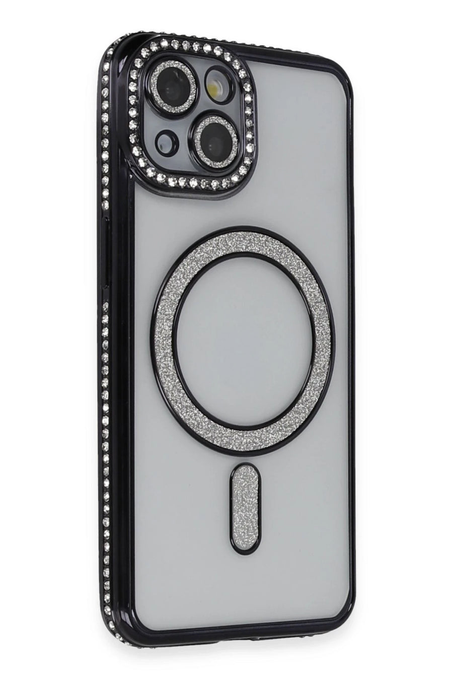 Newface Apple iPhone 13 Kılıf Joke Simli Magneticsafe Kılıf - Siyah