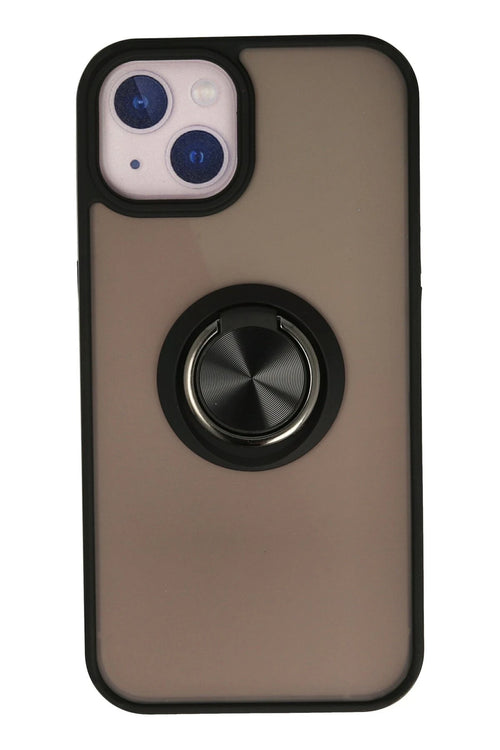 Newface Apple iPhone 13 Kılıf Montreal Yüzüklü Silikon Kapak - Siyah