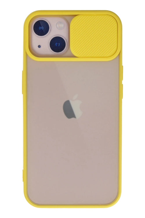 Newface Apple iPhone 13 Kılıf Palm Buzlu Kamera Sürgülü Silikon - Sarı