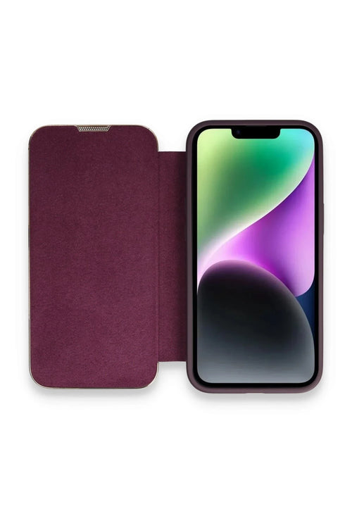 Newface Apple iPhone 13 Pro Kılıf Dolpin Kapaklı - Derin Mor