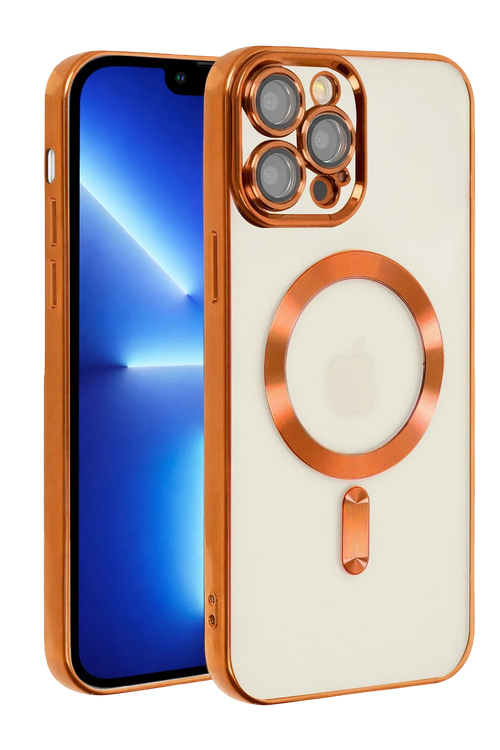 Newface Apple iPhone 13 Pro Kılıf Kross Magneticsafe Kapak - Turuncu