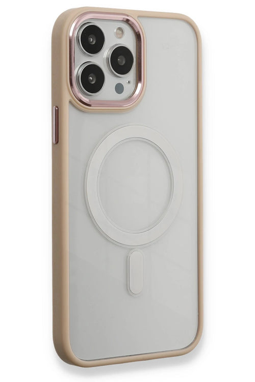 Newface Apple iPhone 13 Pro Kılıf Room Magneticsafe Silikon - Pudra