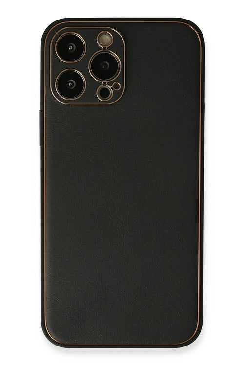 Newface Apple iPhone 13 Pro Max Kılıf Coco Deri Silikon Kapak - Siyah