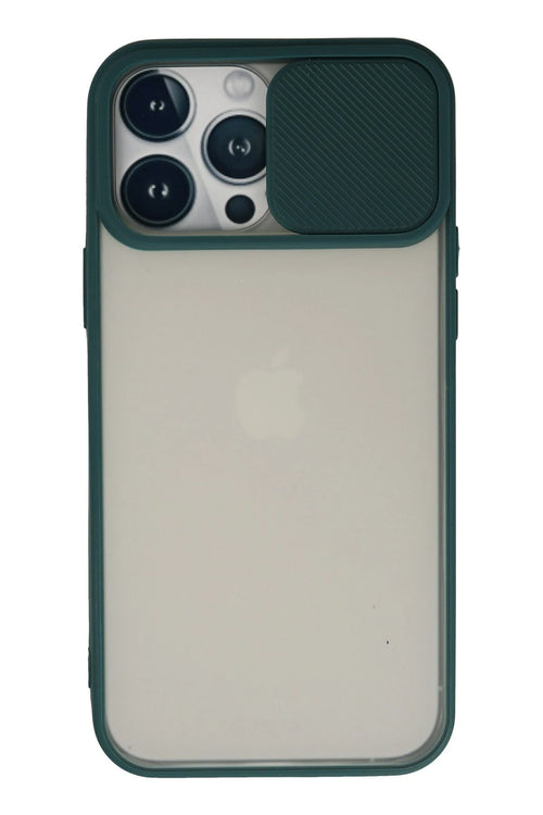 Newface Apple iPhone 13 Pro Max Kılıf Palm Buzlu Kamera Sürgülü Silikon - Yeşil