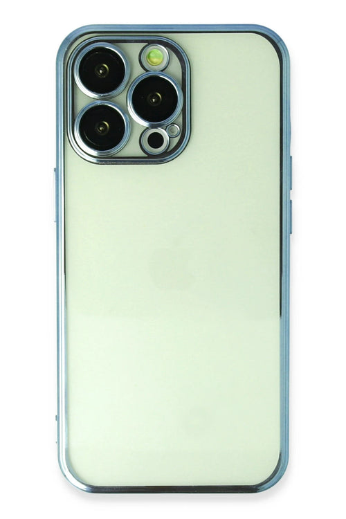Newface Apple iPhone 13 Pro Max Kılıf Razer Lensli Silikon - Açık Mavi