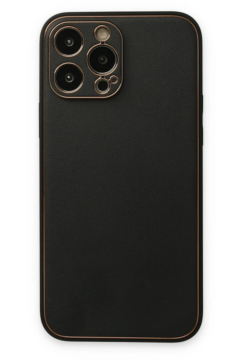 Newface Apple iPhone 14 Pro Kılıf Coco Deri Silikon Kapak - Siyah