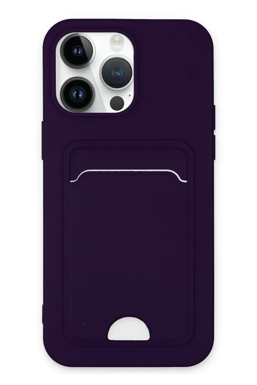 Newface Apple iPhone 14 Pro Kılıf Kelvin Kartvizitli Silikon - Derin Mor