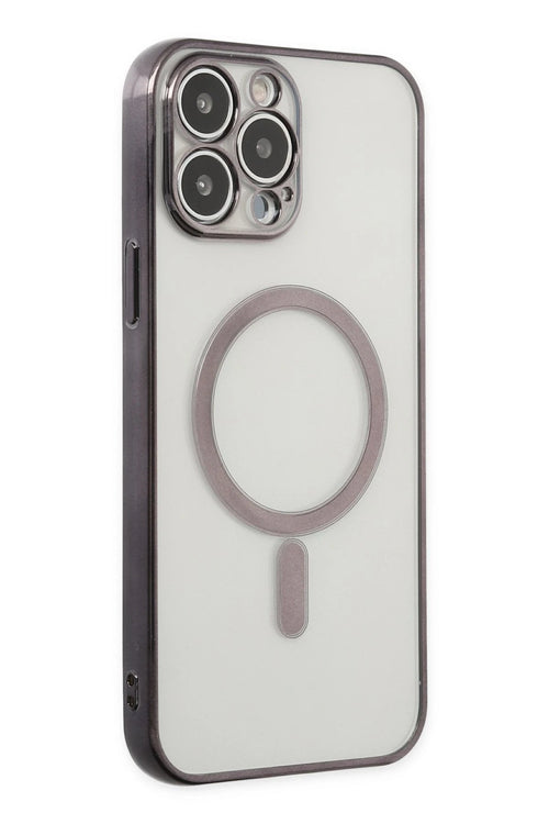 Newface Apple iPhone 14 Pro Kılıf Magneticsafe Lazer Silikon - Siyah