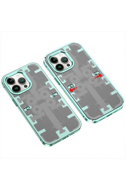 Newface Apple iPhone 14 Pro Kılıf Mekanik Bumper Kapak - Yeşil
