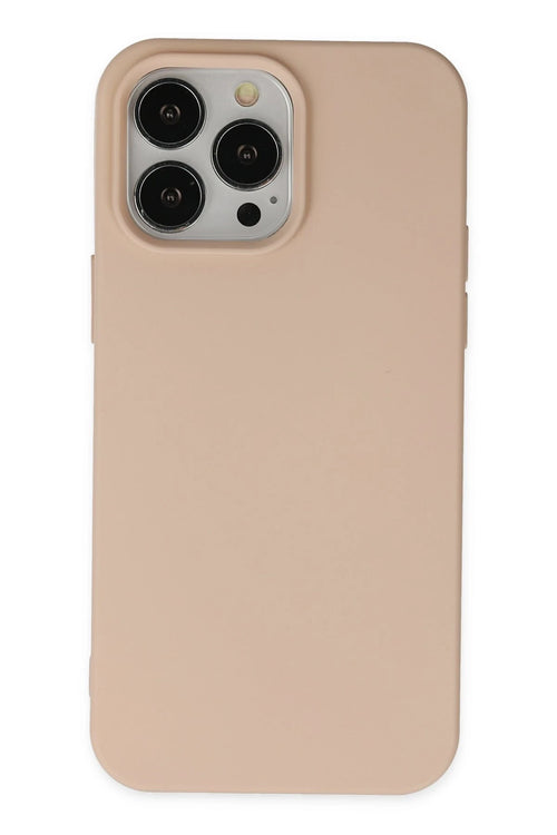 Newface Apple iPhone 14 Pro Max Kılıf Nano içi Kadife Silikon - Pudra