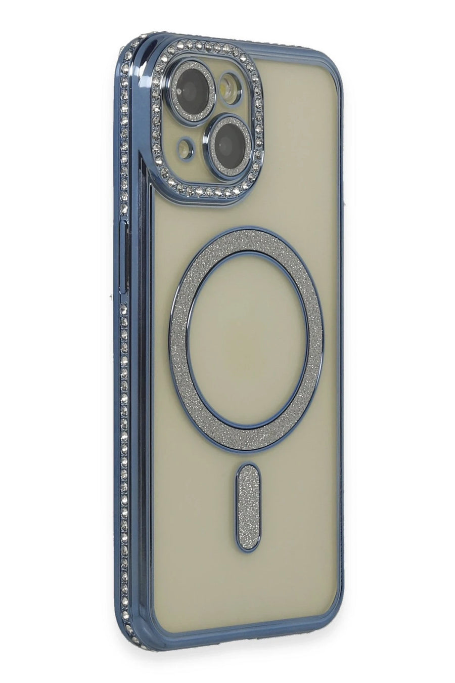 Newface Apple iPhone 15 Kılıf Joke Simli Magneticsafe Kılıf - Lacivert