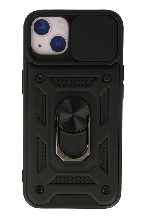 Newface Apple iPhone 15 Kılıf Pars Lens Yüzüklü Silikon - Siyah
