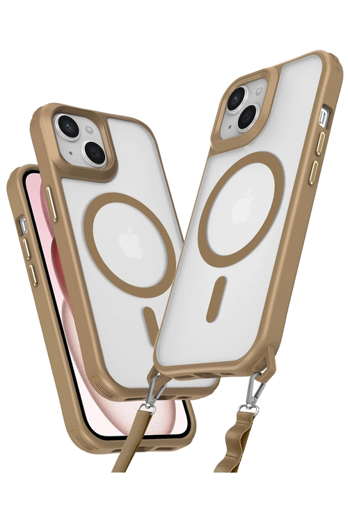 Newface Apple iPhone 15 Plus Kılıf Enka Magsafe Silikon Kılıf - Desert