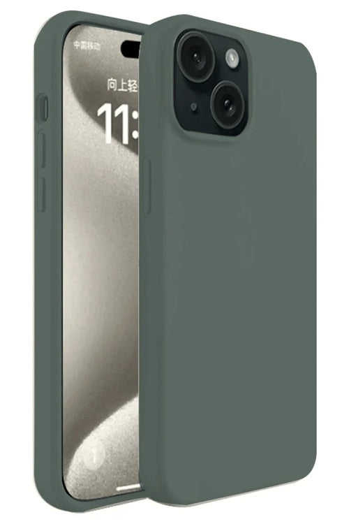 Newface Apple iPhone 15 Plus Kılıf First Silikon - Koyu Yeşil