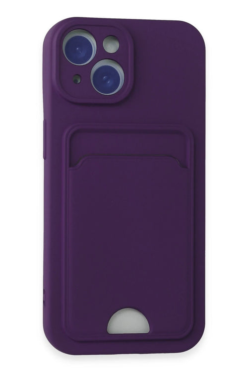 Newface Apple iPhone 15 Plus Kılıf Kelvin Kartvizitli Silikon - Derin Mor
