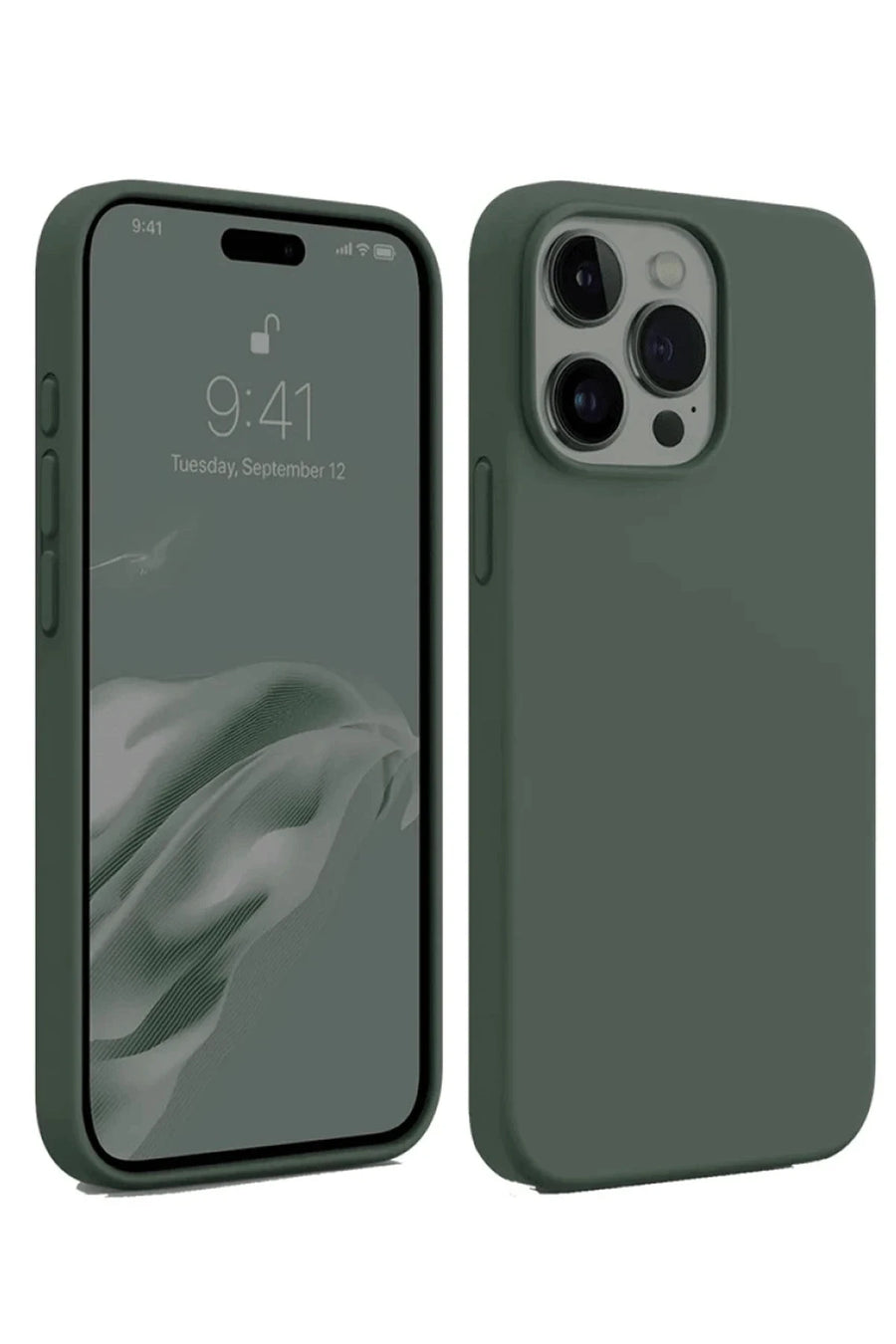 Newface Apple iPhone 15 Pro Kılıf First Silikon - Koyu Yeşil