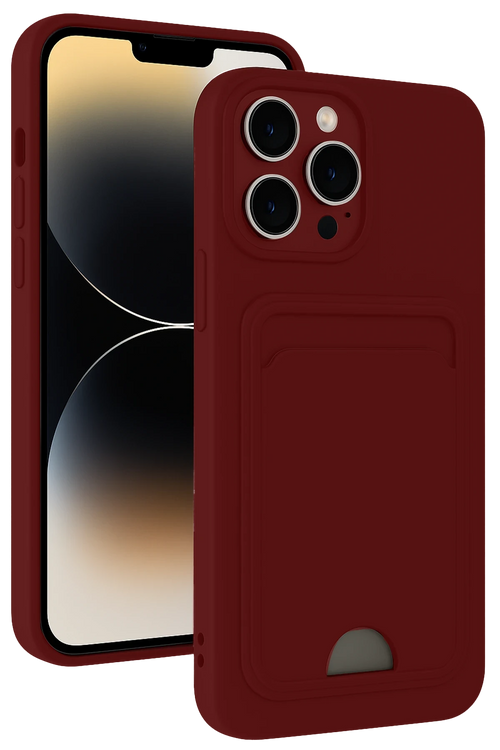 Newface Apple iPhone 15 Pro Kılıf Kelvin Kartvizitli Silikon - Bordo