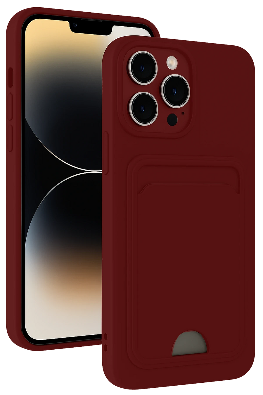 Newface Apple iPhone 15 Pro Max Kılıf Kelvin Kartvizitli Silikon - Bordo