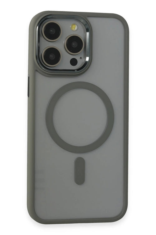 Newface Apple iPhone 15 Pro Max Kılıf Room Magneticsafe Silikon - Gri