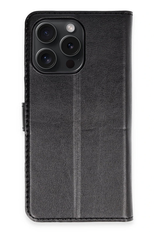 Newface Apple iPhone 15 Pro Max Kılıf Trend S Plus Kapaklı Kılıf - Siyah