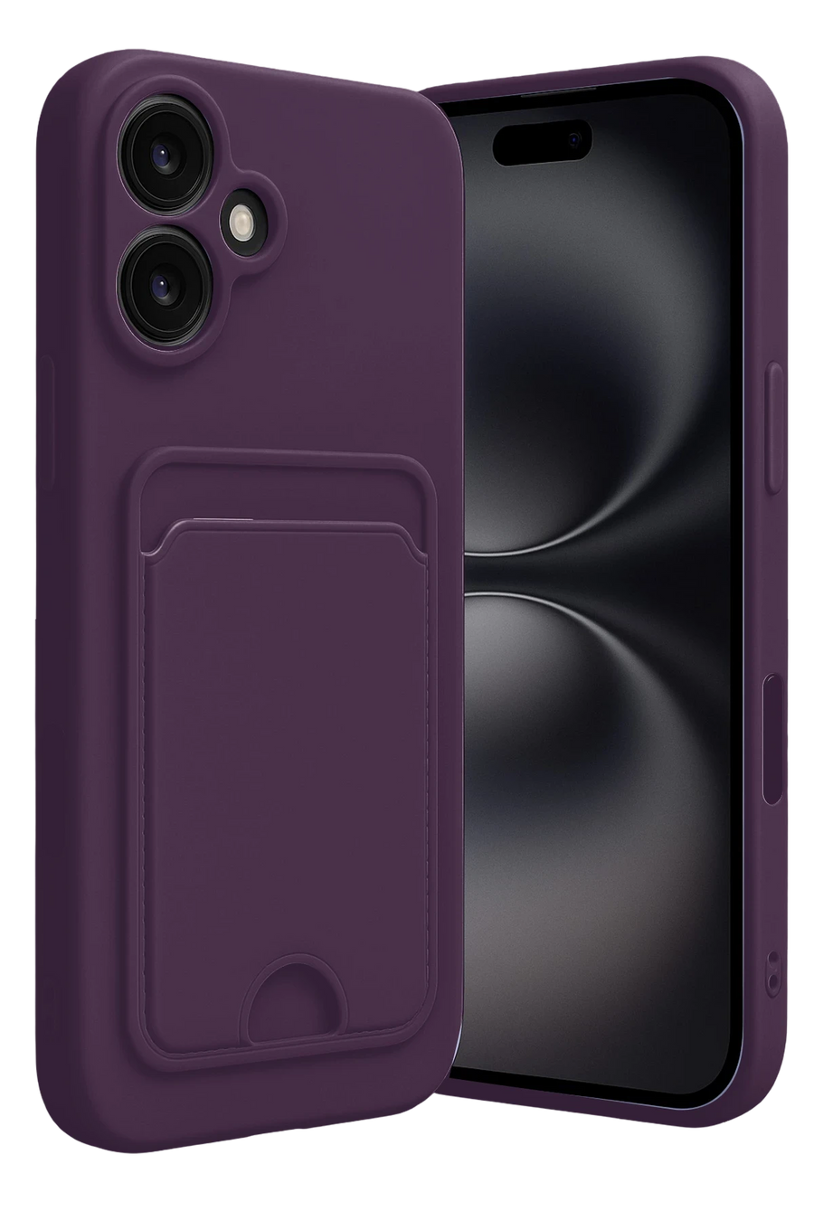 Newface Apple iPhone 16 Kılıf Kelvin Kartvizitli Silikon - Derin Mor