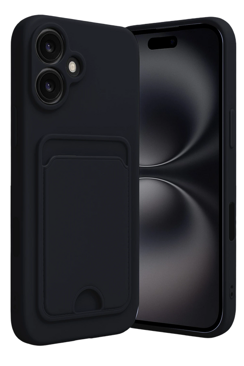 Newface Apple iPhone 16 Kılıf Kelvin Kartvizitli Silikon - Siyah