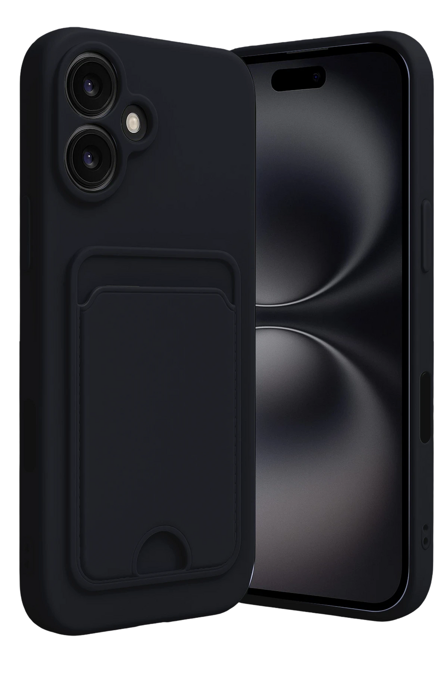 Newface Apple iPhone 16 Kılıf Kelvin Kartvizitli Silikon - Siyah
