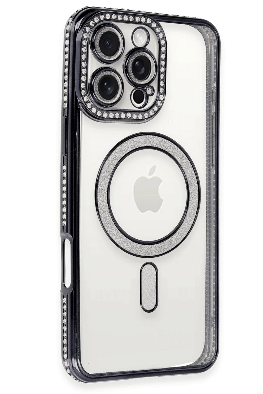 Newface Apple iPhone 16 Pro Kılıf Joke Simli Magneticsafe Kılıf - Siyah