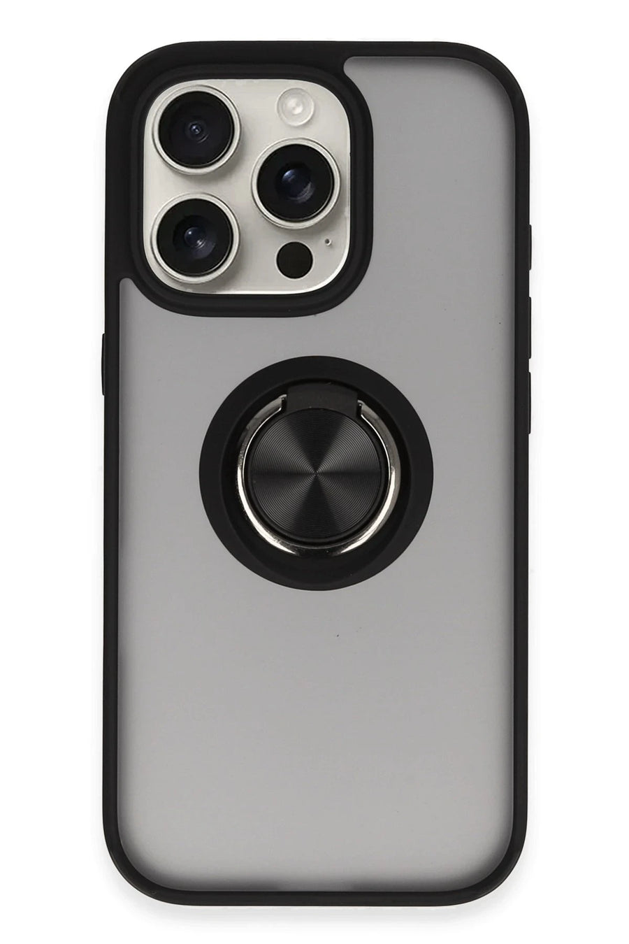 Newface Apple iPhone 16 Pro Kılıf Montreal Yüzüklü Silikon Kapak - Siyah
