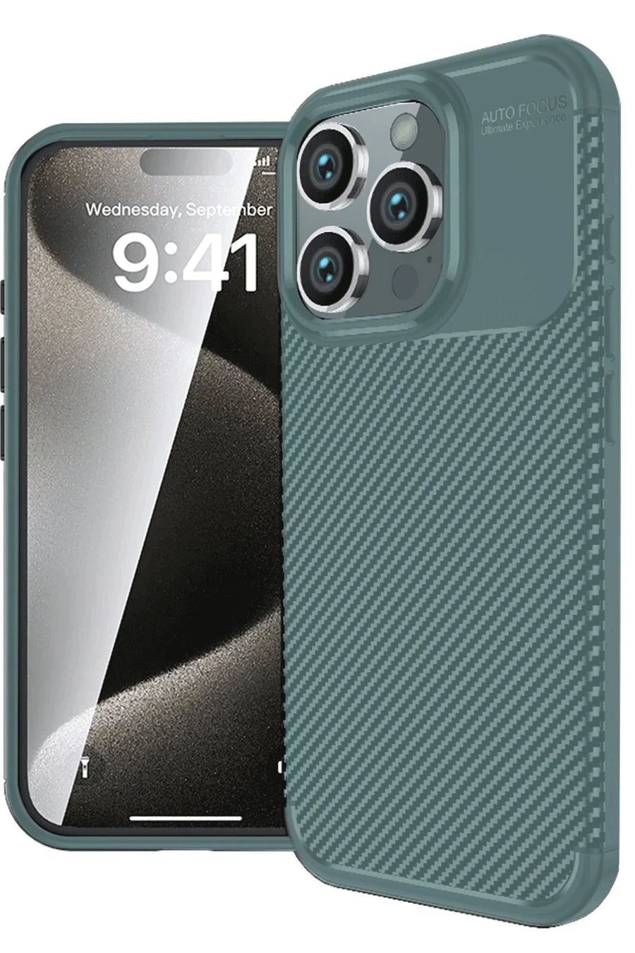 Newface Apple iPhone 16 Pro Max Kılıf Auto Focus Karbon Kapak - Koyu Yeşil