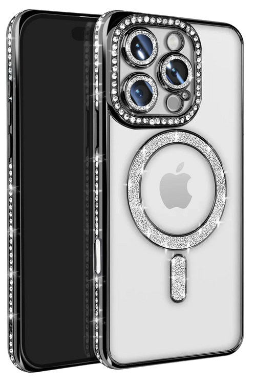 Newface Apple iPhone 16 Pro Max Kılıf Joke Simli Magneticsafe Kılıf - Siyah