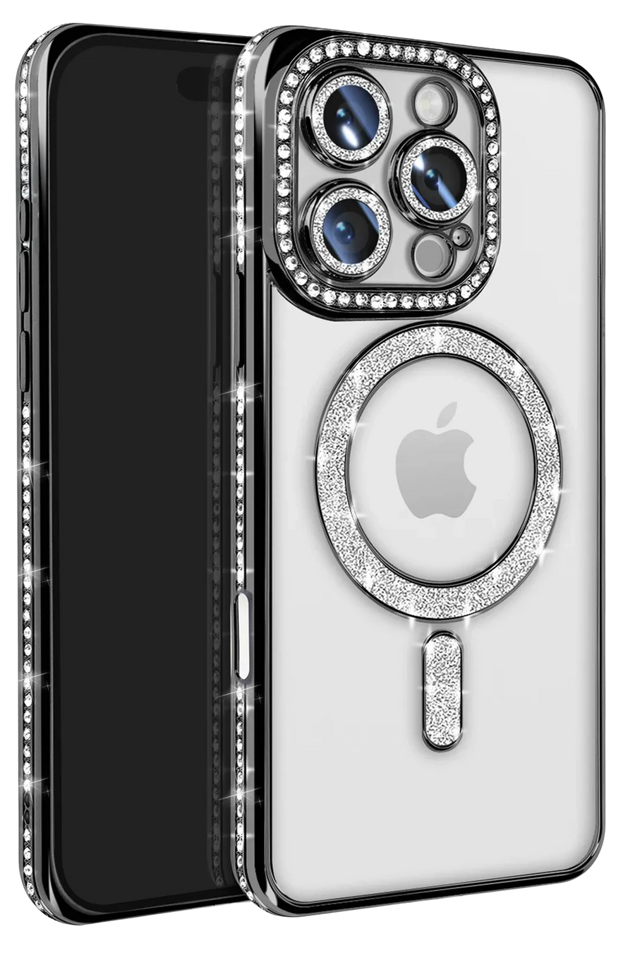 Newface Apple iPhone 16 Pro Max Kılıf Joke Simli Magneticsafe Kılıf - Siyah