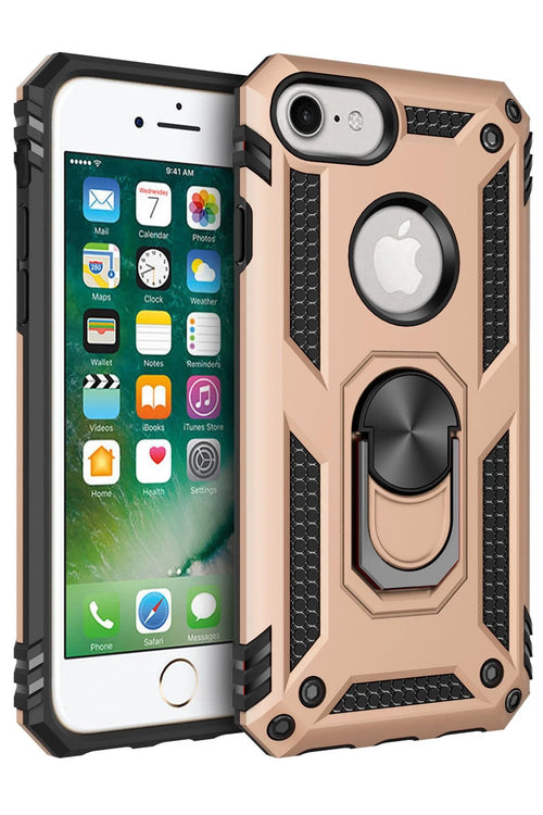 Newface Apple iPhone 7 Kılıf Sofya Yüzüklü Silikon Kapak - Gold