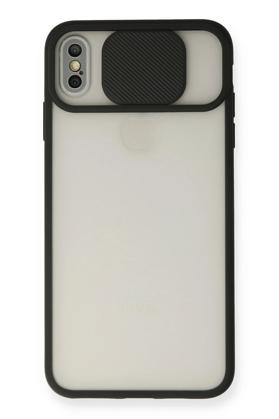 Newface Apple iPhone XS Max Kılıf Palm Buzlu Kamera Sürgülü Silikon - Siyah