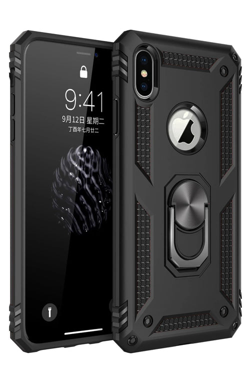 Newface Apple iPhone XS Max Kılıf Sofya Yüzüklü Silikon Kapak - Siyah