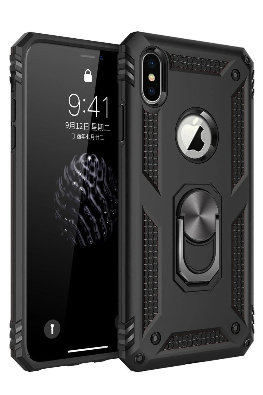 Newface Apple iPhone XS Max Kılıf Sofya Yüzüklü Silikon Kapak - Siyah