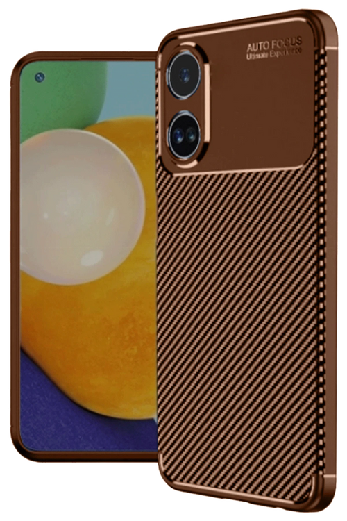 Newface Oppo A38 Kılıf Auto Focus Karbon Kapak - Kahverengi