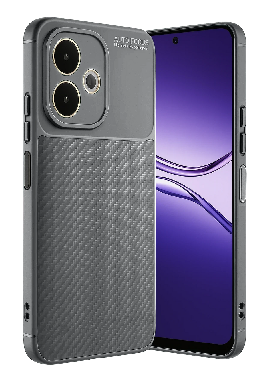 Newface Oppo A5 Pro 4G Kılıf Auto Focus Karbon Kapak - Gri