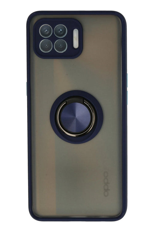 Newface Oppo Reno 4 Lite Kılıf Montreal Yüzüklü Silikon Kapak - Lacivert