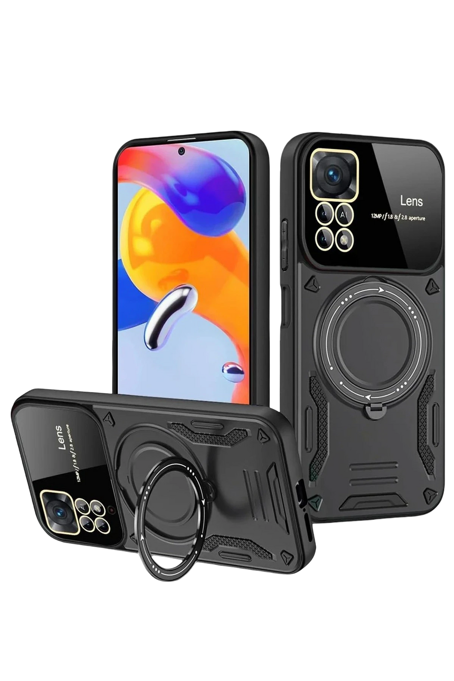 Newface Realme 11 Pro Plus Joy Lens Standlı Kapak - Siyah