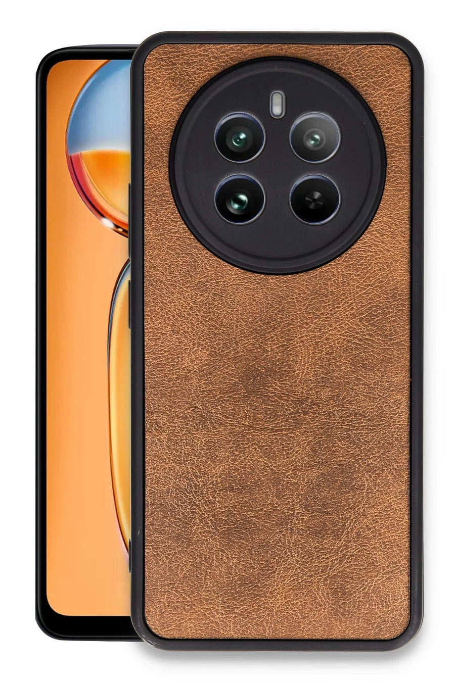 Newface Realme 12 Pro Plus Kılıf Aras Deri Kapak - Taba