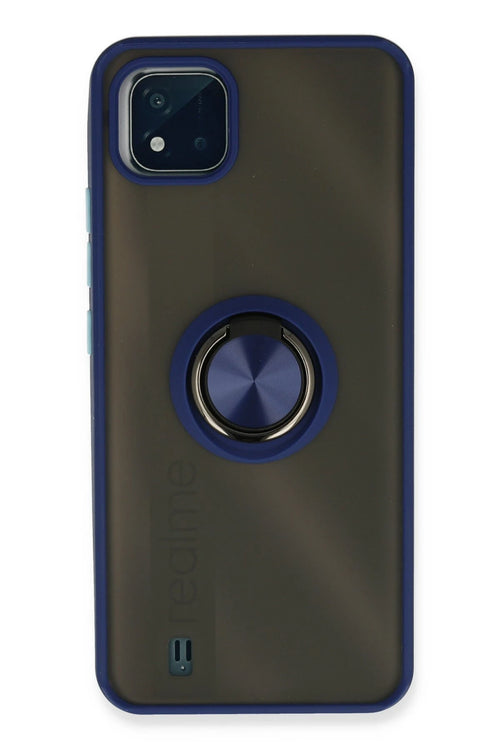 Newface Realme C11 2021 Kılıf Montreal Yüzüklü Silikon Kapak - Lacivert