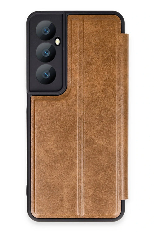 Newface Realme C65 Kılıf Flip Cover - Taba