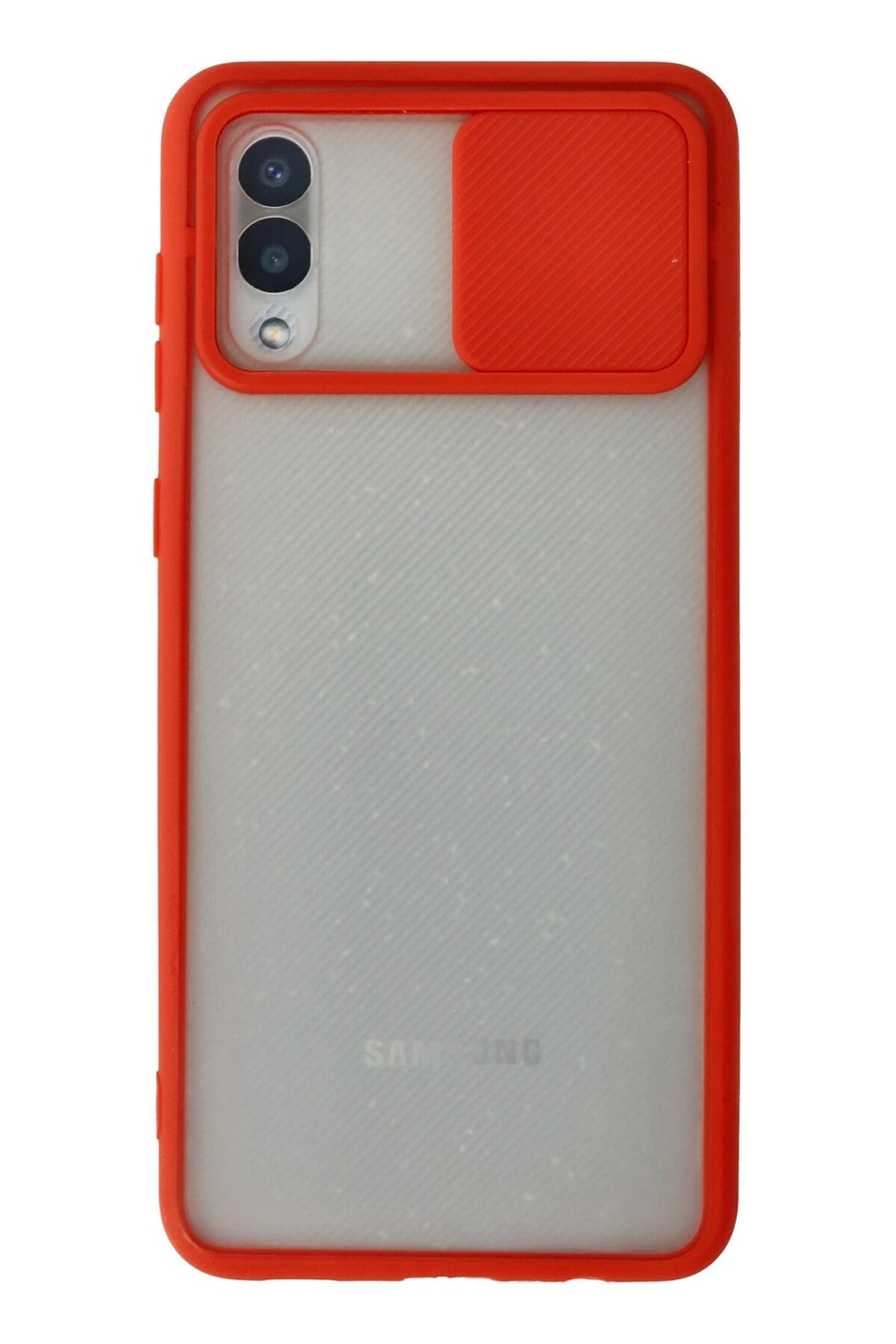 Newface Samsung Galaxy A02 Kılıf Palm Buzlu Kamera Sürgülü Silikon - Kırmızı
