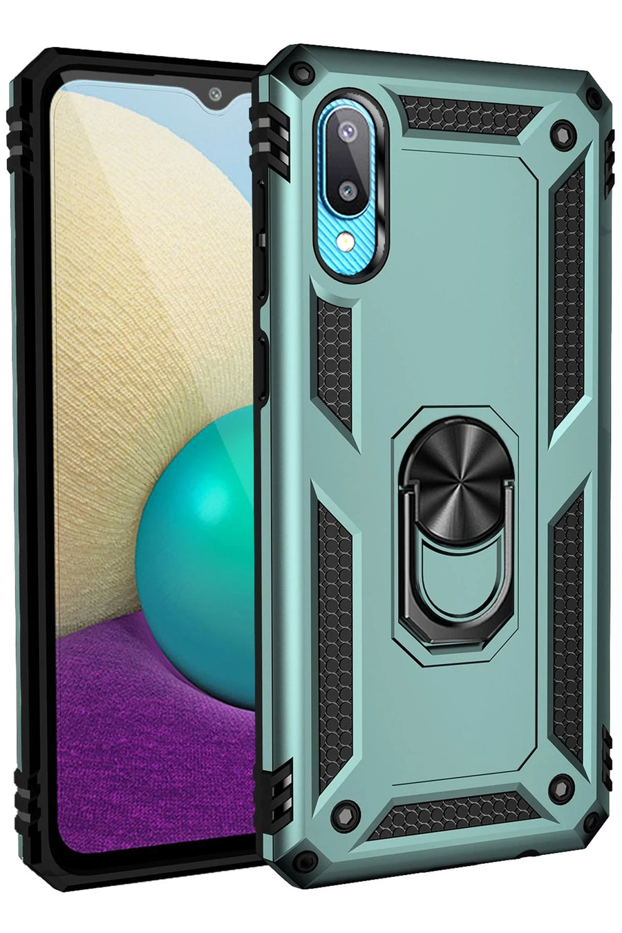 Newface Samsung Galaxy A02 Kılıf Sofya Yüzüklü Silikon Kapak - Yeşil