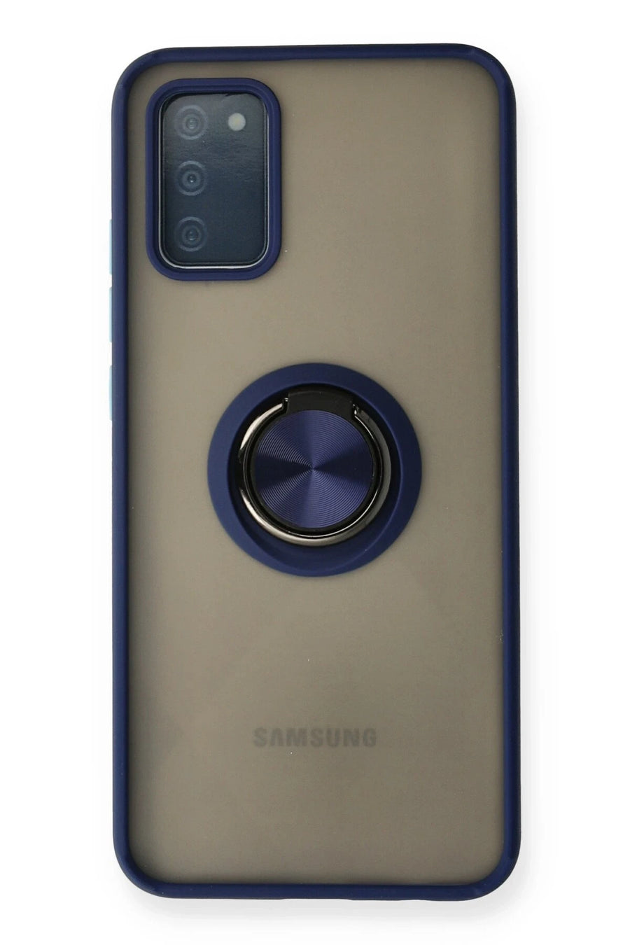 Newface Samsung Galaxy A02S Kılıf Montreal Yüzüklü Silikon Kapak - Lacivert