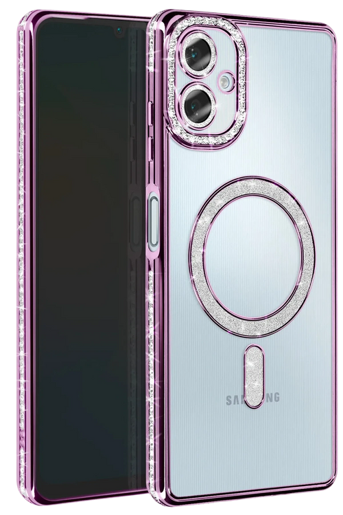 Newface Samsung Galaxy A06 Joke Simli Magneticsafe Kılıf - Derin Mor