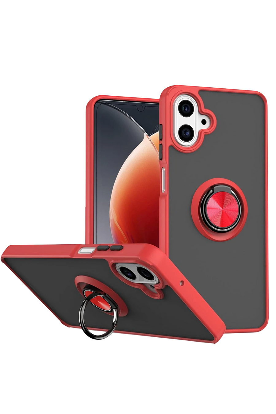 Newface Samsung Galaxy A07 4G Montreal Yüzüklü Silikon Kapak - Kırmızı