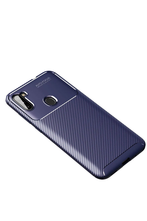 Newface Samsung Galaxy A11 Kılıf Auto Focus Karbon Kapak - Lacivert