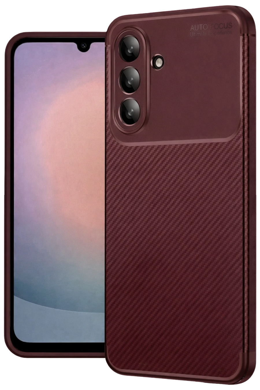 Newface Samsung Galaxy A26 Kılıf Auto Focus Karbon Kapak - Bordo